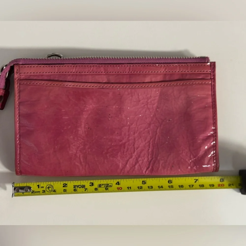 Coach Poppy Pink Patent Leather Wristlet Wallet Y2k